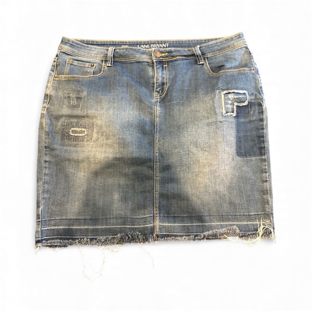 Lane Bryant Women's Distressed Denim Mini Skirt - Blue